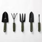 Kuber Industries Green, Black Stainless Steel Garden Tools Hand Weeder And Fork (Set Of 5)