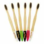 Avino Eco-Friendly Natural Wooden Flat Handle Toothbrush Set In Different Colours Brush (Pack Of 6)