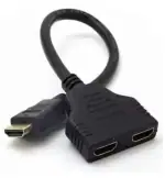 Tech Gear TV-out Cable Cable 1x2, HDMI Splitter 1 in 2 Out 4K, HDMI Splitter for Dual Monitors (Black, For TV)