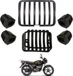 Samite Black Polyester Splendor Headlight Tail Light Indicator Grill Cover Guard Protection Hero Splendor Pro Plus Pack Of 6 Bike Headlight Grill