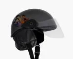 Western Era Cartoon Character Open Face Helmet for Kids (3-12 Yrs, Silver Matte)