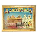 Hawai Gold Plated Golden Temple Sikh Gurus Photo Frame for Worship Use 8.5x7 inch SFDI223GldFrm
