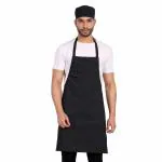 uniformer Set of Black Apron and Black Chef Cap for Men and Women | Durable & Stylish for Kitchen, Restaurant, Cafes | Unisex Kitchen Apron with Pockets & Adjustable Chef Hat | Ideal for Chef, Bakers