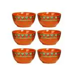 Caffeine Orange, Green Stoneware Dessert Bowl (Set Of 6)