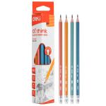 Deli Wood Free Pencils with Eraser, Triangular Barrel Non-Toxic Pre-Sharpened HB Pencil, EU50000