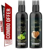 Desi Crew Amla and Sesame Oil Cold Pressed for Skin, Body and Hair Care Hair Oil 100 ml Each