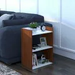 Smith Engineered Wood Side Table/Bedside Table/Sofa Side Table/End Table/Corner Table for Living Room Bedroom Office (Matte Finish) (Walnut/White) (D.I.Y)