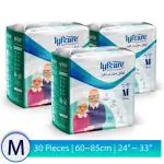 lyfcare Adult Pull -Up Pants Diapers |Medium-30 Pieces|Unisex|Pack Of 3, Each 10 Pieces |Waist Size: 60-85 Cm | 24 -33 Inch