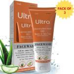Ultra Healthcare Natural AloeVera,Neem & Tea Tree Extract Face wash for Brighten,Lighten & Whiten Skin|Fight Against Acne & Pimples|Control Balance Oily Skin Face Wash (Pack of 3)