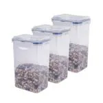 Lock & Lock Classics Rectangular Food Storage Container With Flip Lid, 1.3 Liters, Transparent, Set of 3 (HPL809F)
