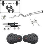 Body Tech Rubber 6Kg-Combo With 14 Inches Steel Dumbells Rod And 3Feet Curl 25Mm