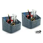 KARTUNBOX Multipurpose 5 Compartment Plastic Desk Organizer Cosmetics Makeup Kitchen Storage Box Holder Basket-Multi Color (KB-DESK ORGANIZER of Pack-2)