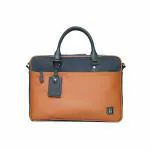 EUME Commute Messenger Bag - Navy Blue and Tan