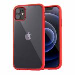 TEEKAOO Defendo Series Transparent PC + Silicone Back Cover Case Compatible with iPhone 12/12 Pro (Red)