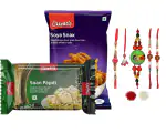 Chheda - Family Rakhi for Bhaiya Bhabhi & Kids - Raksha Bandhan Sweets & Namkeen Gift Hamper- (C-85)