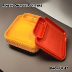Inpro Stylish Plastic Plates in 6 Yellow & 6 Red Color for Serving Snacks / Light Weight Plates / Pasta plate / Plastic Snacks plates-half plates- plastic kitchen crockery or parties Set of 6 Yellow & 6 Red Snacks Plastic Plates (Set Of 12 Plates).