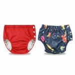 Chinmay Kids Combo of Baby Swim Diaper Waterproof Reusable Leakproof Adjustable Infant Pool Pant Boys Girls Swimsuit, Age Group - (4 months - 3 Years) | Red Space Print