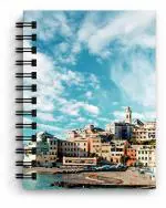 DI-KRAFT-Sea And Building Design Wiro Binding Multicolor Notebook Unruled 150 Pages 90 GSM(15.24* 20.32 cm) - A5 - Pack of : 1