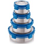 Magnus Klip Lock Deluxe BPA Free Round Kitchen Storage Container (Set of 4)(1750 ml + 1300 ml + 750 ml + 450 ml + 300 ml)
