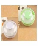 Kritiu Baby Powder Puff With Case, Green and Cream (Pack Of 2)