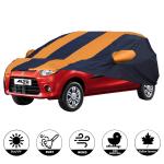 Allextreme M85003 Car Body Cover Compatible with Maruti Suzuki Alto 800 Custom Fit Dustproof UV Heat Resistant Indoor Outdoor Body Protection (Navy Blue and Orange with Mirror)