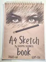 KRASHTIC A4 Size (28x21)cm Sketch Book White Smooth Pages For Drawing ,Painting & Sketch (30 Sheets) 150 GSM Set of 1