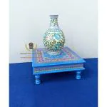 Panji Art Export Handpainted Multicolor Wood Handicraft Pooja Chowki, 12 X 12 X 6 Inch