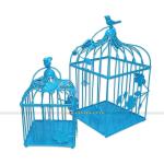 GIG Handicrafts Metal Decorative Bird Cage Tealight Candle Holder for Home & Garden Decor for Gift 15 cm x 15 cm x 40 cm Blue