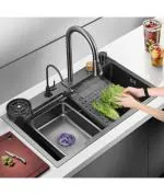 Pishacho Stainless Steel Digital Waterfall Kitchen Sink with All in One Multifunction 18x30x9