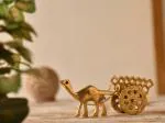 Fashion Bizz Gold Metal Camel Cart Showpiece