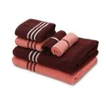 Palatial Lifestyles Bath Towel Set of 6 | 100% Cotton Zero Twist Bath Towel Set for Couple - 2 Bath Towel , 2 Hand Towel & 2 Face Towels (Coral & Chocolate Brown)