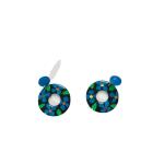 Reverie Handmade Jewelry Resin Handcrafted Floral Round Design Earring Set for Women and Girls (Black with Dark Blue)