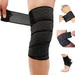 Skull Sports Industries Polyester Black Knee Compression Bandage Wraps