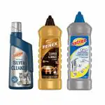 Selzer Instant Silver Cleaner 250ml + Copper & Brass Cleaner 250 ml + Selzer Tap Shower Cleaner 500 ml | Cleaner Combo | Remove Tough spots & stains | Combo Pack