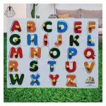Joginnder Agencies Wooden Capital Alphabet Puzzle Board for kids | Preschool ABCD Easy Learning Board | Toddlers First Learning Toy | Birthday gift | Christmas Gift | New Year Gift for Kids (1 Pc)