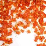 PRIMOH Orange Maple Grape Leaf Ivy Vine Hanging For Home Office Decor. Artificial Plant Set of 8(7.5ft each)