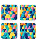 Whats Your Kick Pattern Design Triangles Colorful Design Printed Set of 4 Coaster With Metal Stand