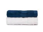 Mush Navy Blue, White Bamboo Hand Towel (Pack Of 2)