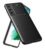 Golden Sand for Galaxy S21 FE Back Cover Shockproof Aramid Carbon Fibre Rugged TPU Case for Samsung Galaxy S21 FE Mobile Phone, Mirage Black