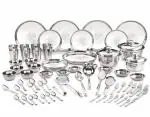 Neelam Stainless Steel 24 Gauge Lazer Etching Touch Eco Dinner Set, 101pcs, Silver