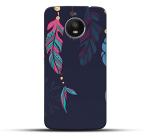 Bhaicover Motorola Moto E4 Plus Rubber Colorful Catchers Pink Blue Feathers Designer Printed Hard Back Case and Cover