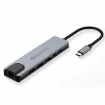Amkette 6-in-1 USB C Hub Ethernet - Docking Station Multiport Adapter - Space Grey