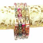 Suprimo Fashion Multi Special Lakh Metal Chudi Bangles Set For Women & Girls ( pack of 4) (2.4 Size)