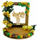 THE BRIDE MADE Haldi Mehndi Platter | Decoration Plate, Acrylic Gold _