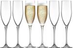 BINZO Glass Champagne Flute Glasses, 190 ml, Set of 6, Slim Wine Glass