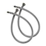 Thoisewelt Silver Stainless Steel Wash Basin Taps Hot And Cold Water Supply Connection Pipe