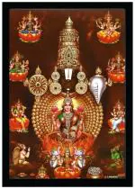7 Hills Store Venkateswara Swamy Tirupati Balaji Hrudhya Lakshmi Devi god Wood Photo Frame ( 9 Inch x 12 Inch )