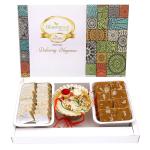 Rakhi Gifts Sweets-Assorted box of Kaju Katlis, Besan Barfi, Pooja Thali and Bhaiya Bhabhi Rakhis