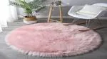 Vivify luxe Luxury Fluffy Anti Skid Area Rugs Furry Rug for Bedroom Faux Fur Sheepskin Nursery Rugs Fur Carpet for Kids Room Living Room Home Decor Floor Mat Round 3 x 3 Fit