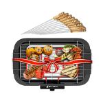 Cultbuzz Electric Barbecue Electric - dles Smoke-Free with Speedy Heat Up Nonstick Adjustable Heat Control with Drip Tray for 3-6 People-Indoor&Outdoor Barbeque Grill Set For Home- Black